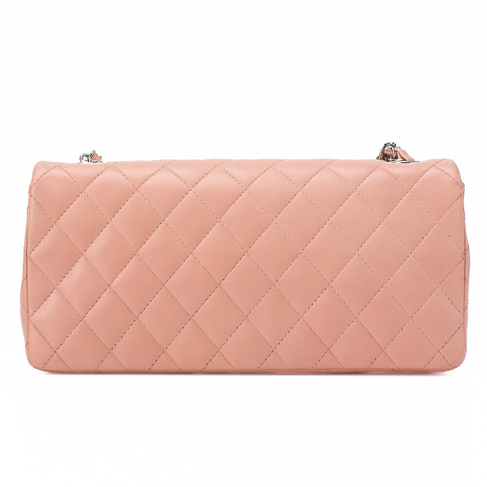 CHANEL ラムスキン マトラッセ シングルチェーンショルダー ピンク シルバー金具 中古品