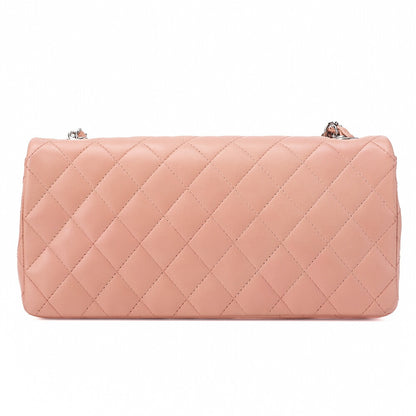 CHANEL ラムスキン マトラッセ シングルチェーンショルダー ピンク シルバー金具 中古品