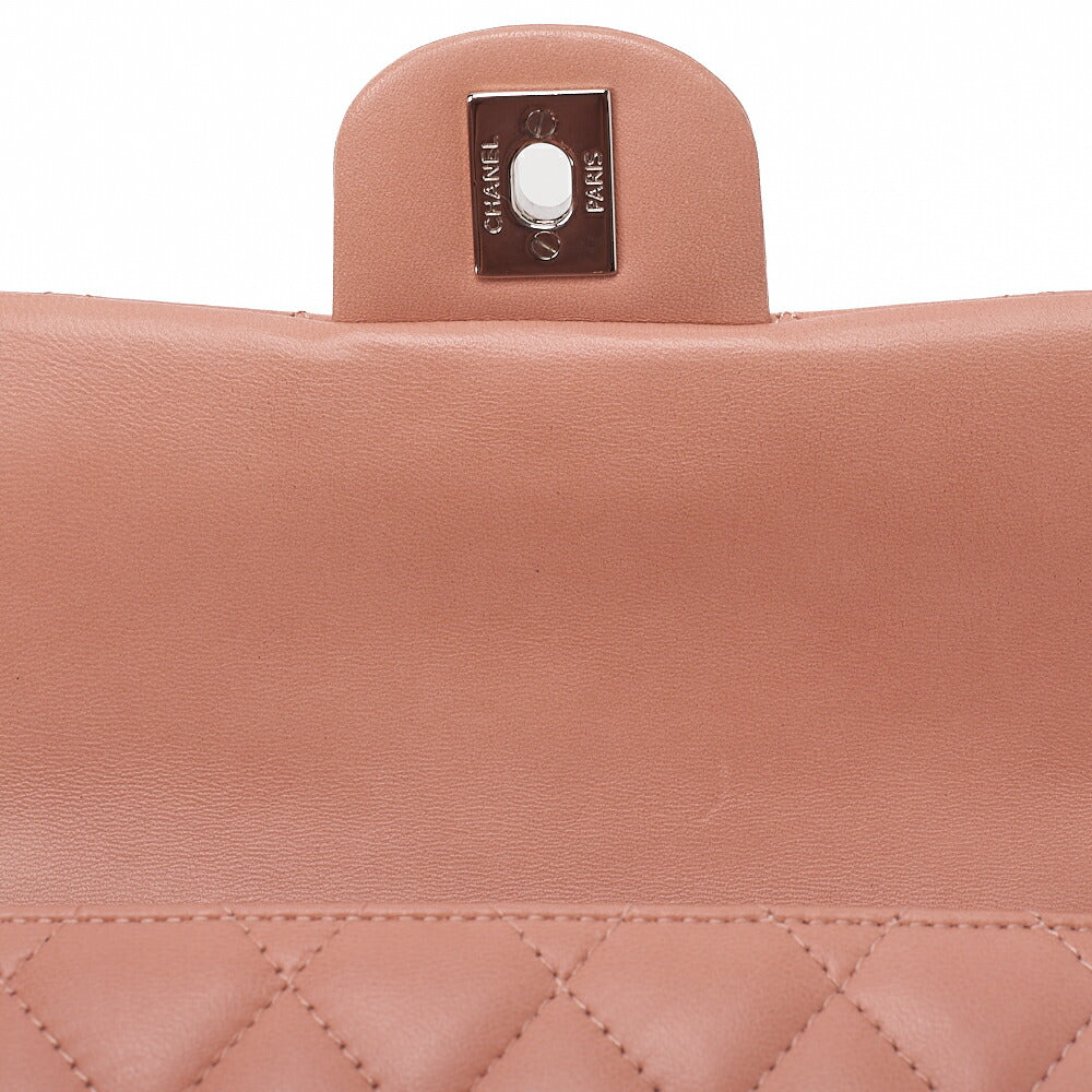CHANEL ラムスキン マトラッセ シングルチェーンショルダー ピンク シルバー金具 中古品