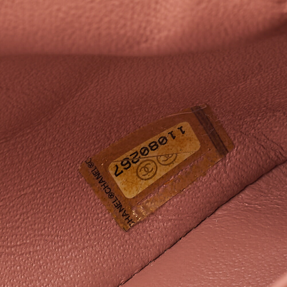 CHANEL ラムスキン マトラッセ シングルチェーンショルダー ピンク シルバー金具 中古品