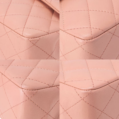 CHANEL ラムスキン マトラッセ シングルチェーンショルダー ピンク シルバー金具 中古品