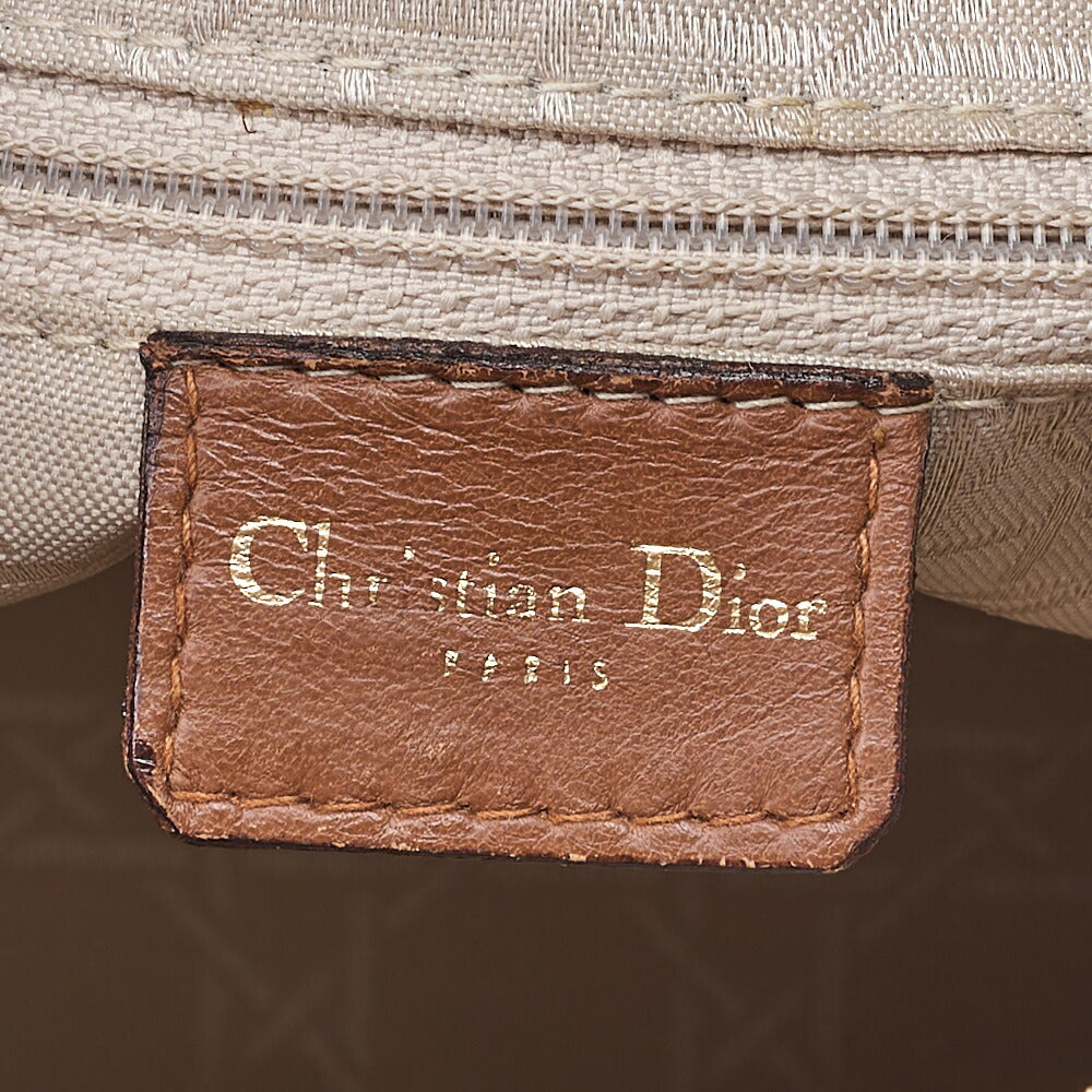 Dior Lady Dior Cannage Handbag 2way Shoulder Lambskin Brown Gold-Tone Hardware, Pre-Owned