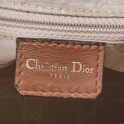 Dior Lady Dior Cannage Handbag 2way Shoulder Lambskin Brown Gold-Tone Hardware, Pre-Owned
