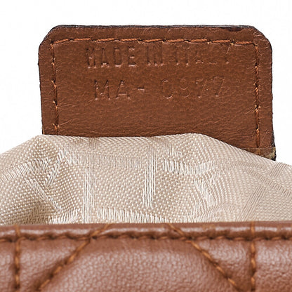 Dior Lady Dior Cannage Handbag 2way Shoulder Lambskin Brown Gold-Tone Hardware, Pre-Owned