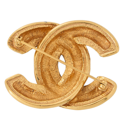 CHANEL Cocomark Matelasse Brooch GP (Gold Plated) Gold-Tone Hardware, Pre-Owned