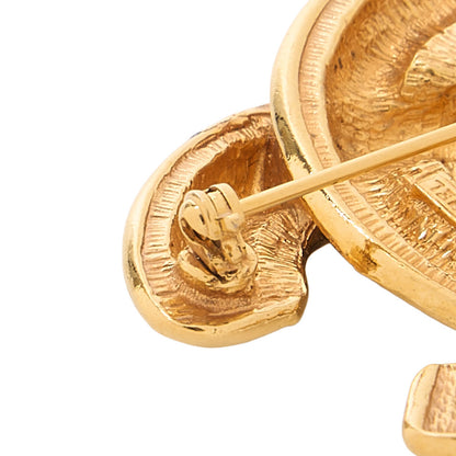 CHANEL Cocomark Matelasse Brooch GP (Gold Plated) Gold-Tone Hardware, Pre-Owned