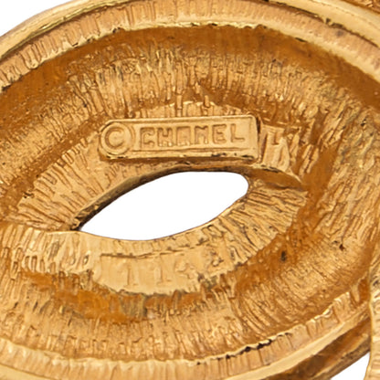 CHANEL Cocomark Matelasse Brooch GP (Gold Plated) Gold-Tone Hardware, Pre-Owned