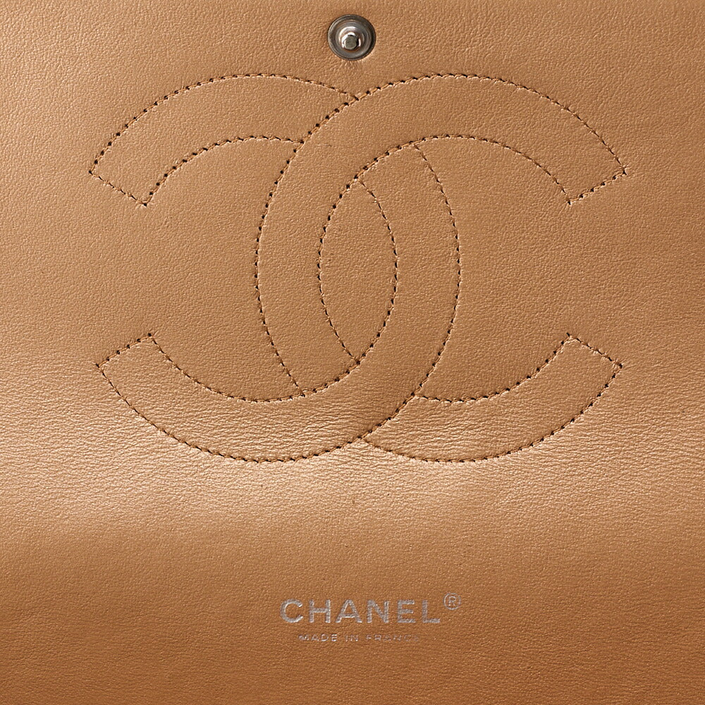 CHANEL Caviar Skin Deca Matelasse 33cm Double Flap Chain Shoulder Bag Bronze Silver-Tone Hardware, Pre-Owned