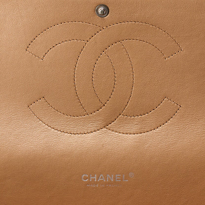 CHANEL Caviar Skin Deca Matelasse 33cm Double Flap Chain Shoulder Bag Bronze Silver-Tone Hardware, Pre-Owned