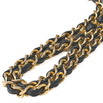CHANEL ラムスキン マトラッセ 25cm ダブルフラップ チェーンショルダー 黒 ゴールド金具 中古