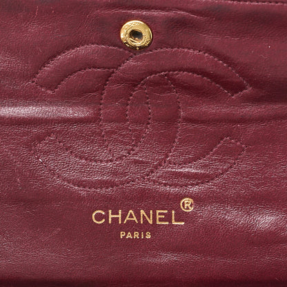 CHANEL ラムスキン マトラッセ 25cm ダブルフラップ チェーンショルダー 黒 ゴールド金具 中古