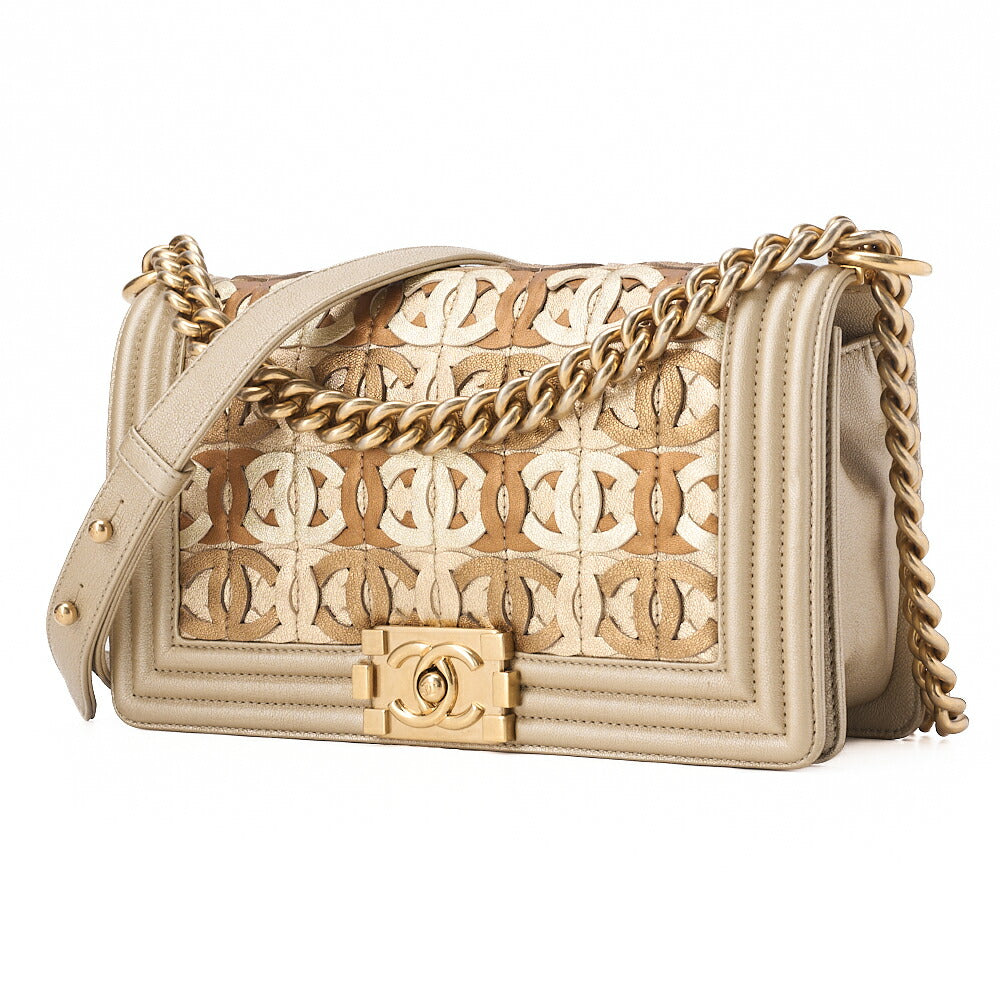CHANEL ボーイシャネル ボーイシャネル ドバイ限定 チェーンショルダー ラムスキン マルチカラー ゴールド金具 中古品