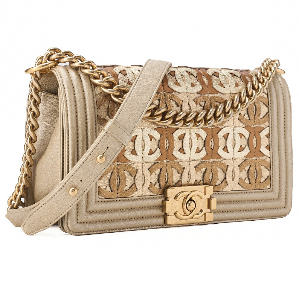 CHANEL ボーイシャネル ボーイシャネル ドバイ限定 チェーンショルダー ラムスキン マルチカラー ゴールド金具 中古品