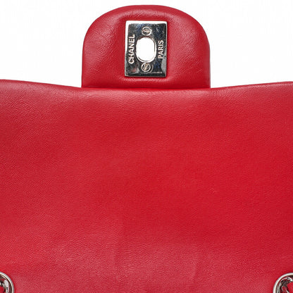 CHANEL Chain Shoulder Bag Mini Matelasse 17cm Lambskin Red Silver-Tone Hardware, Pre-Owned