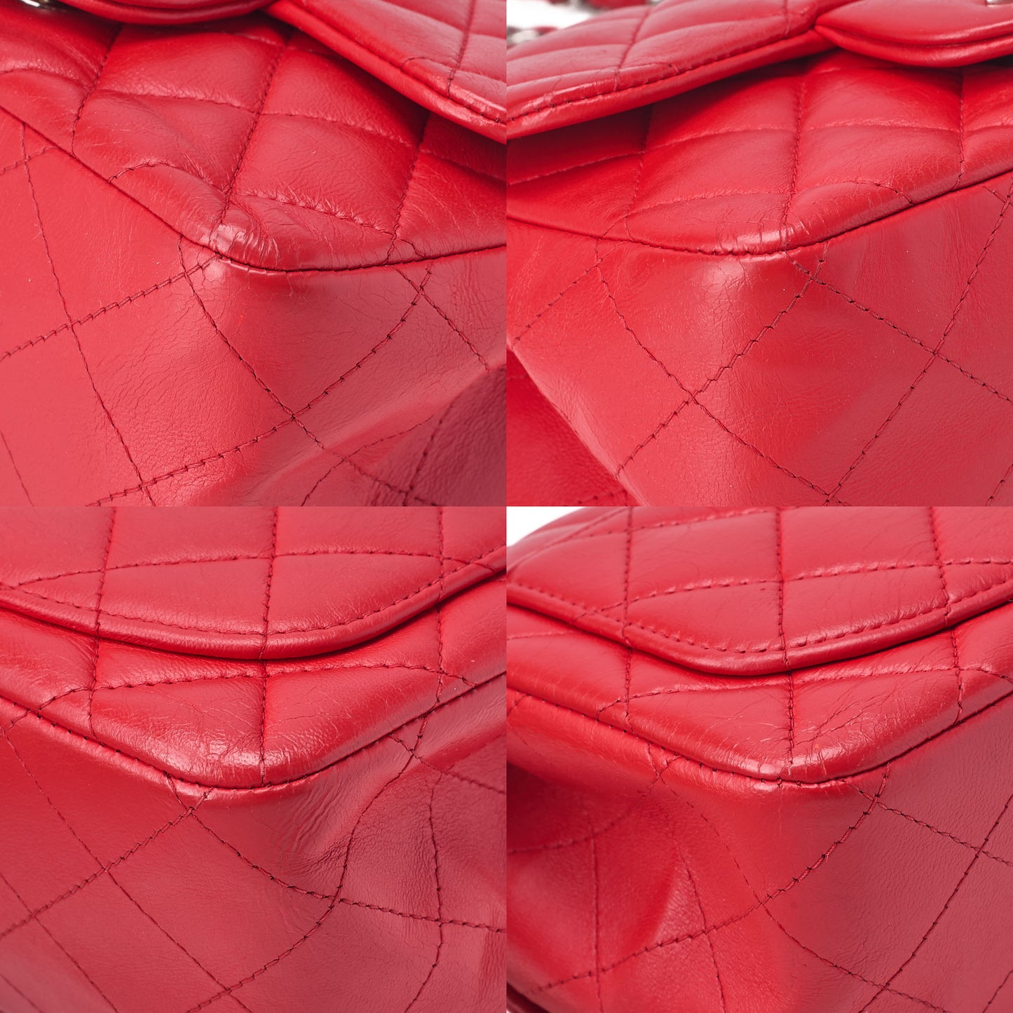 CHANEL Chain Shoulder Bag Mini Matelasse 17cm Lambskin Red Silver-Tone Hardware, Pre-Owned