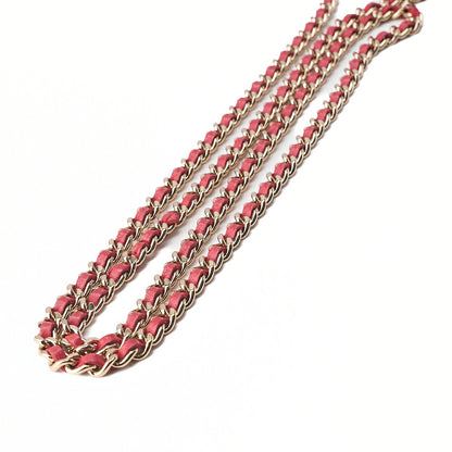 CHANEL Lambskin Matelasse Luxury Line Chain Wallet Red Gold-Tone Hardware, Pre-Owned