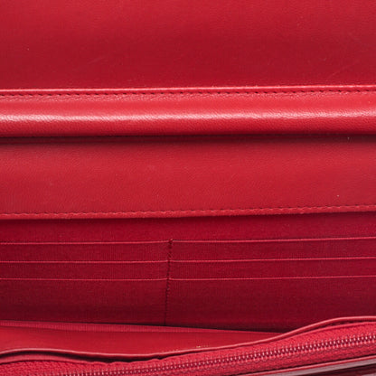 CHANEL Lambskin Matelasse Luxury Line Chain Wallet Red Gold-Tone Hardware, Pre-Owned