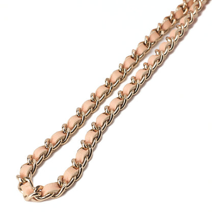 CHANEL キャンバス チョコバー ロゴプリント チェーンショルダーバッグ サーモンピンク ゴールド金具 中古品