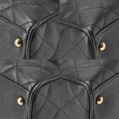 シャネル ハンドバッグ ボストンバッグ キャビアスキン マトラッセ ココマーク 黒 ゴールド金具 中古