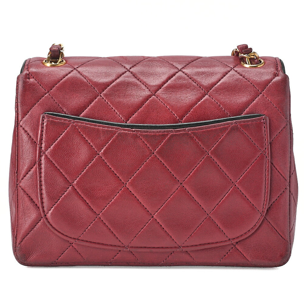 CHANEL Chain Shoulder Bag Minima Telass? 17cm Lambskin Red x Black Gold-Tone Hardware, Pre-Owned