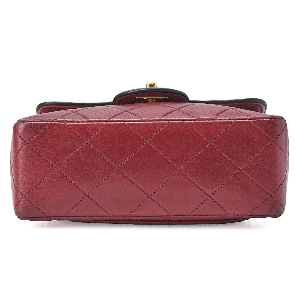 CHANEL Chain Shoulder Bag Minima Telass? 17cm Lambskin Red x Black Gold-Tone Hardware, Pre-Owned