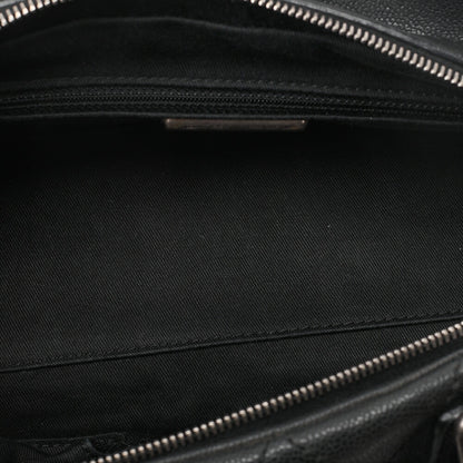 CHANEL Handbag Matlasse Coco Mark Boston Bag Caviar Skin Black Silver-Tone Hardware, Pre-Owned