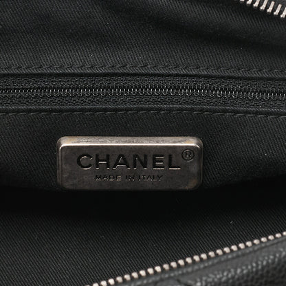 CHANEL Handbag Matlasse Coco Mark Boston Bag Caviar Skin Black Silver-Tone Hardware, Pre-Owned