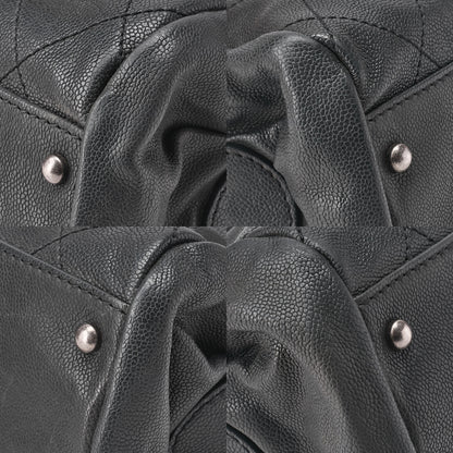 CHANEL Handbag Matlasse Coco Mark Boston Bag Caviar Skin Black Silver-Tone Hardware, Pre-Owned