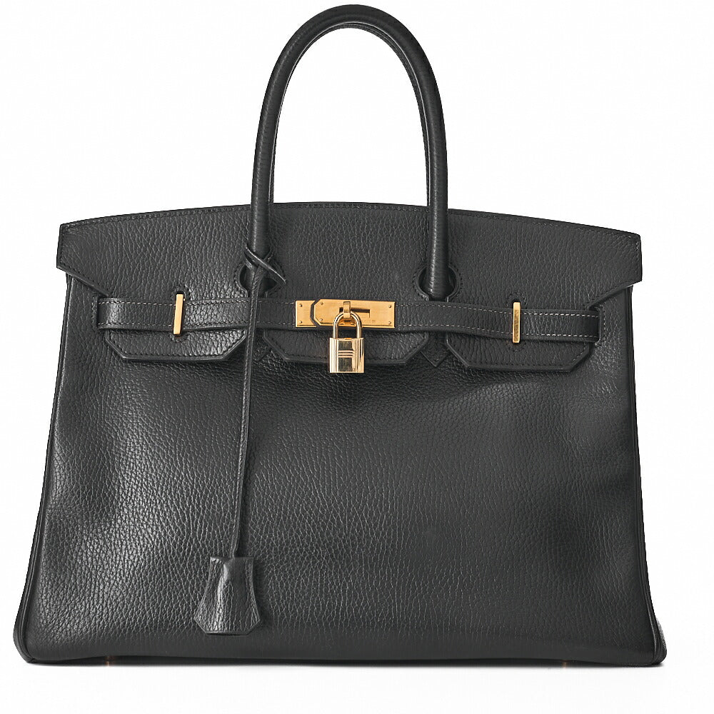 HERMES Birkin 35 Handbag Ardennes Black Gold-Tone Hardware, Pre-Owned