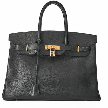 HERMES Birkin 35 Handbag Ardennes Black Gold-Tone Hardware, Pre-Owned