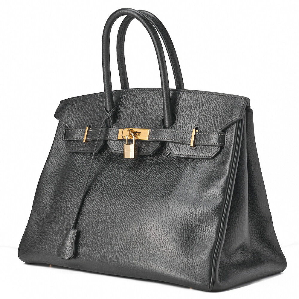 HERMES Birkin 35 Handbag Ardennes Black Gold-Tone Hardware, Pre-Owned