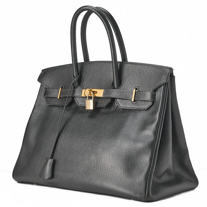 HERMES Birkin 35 Handbag Ardennes Black Gold-Tone Hardware, Pre-Owned