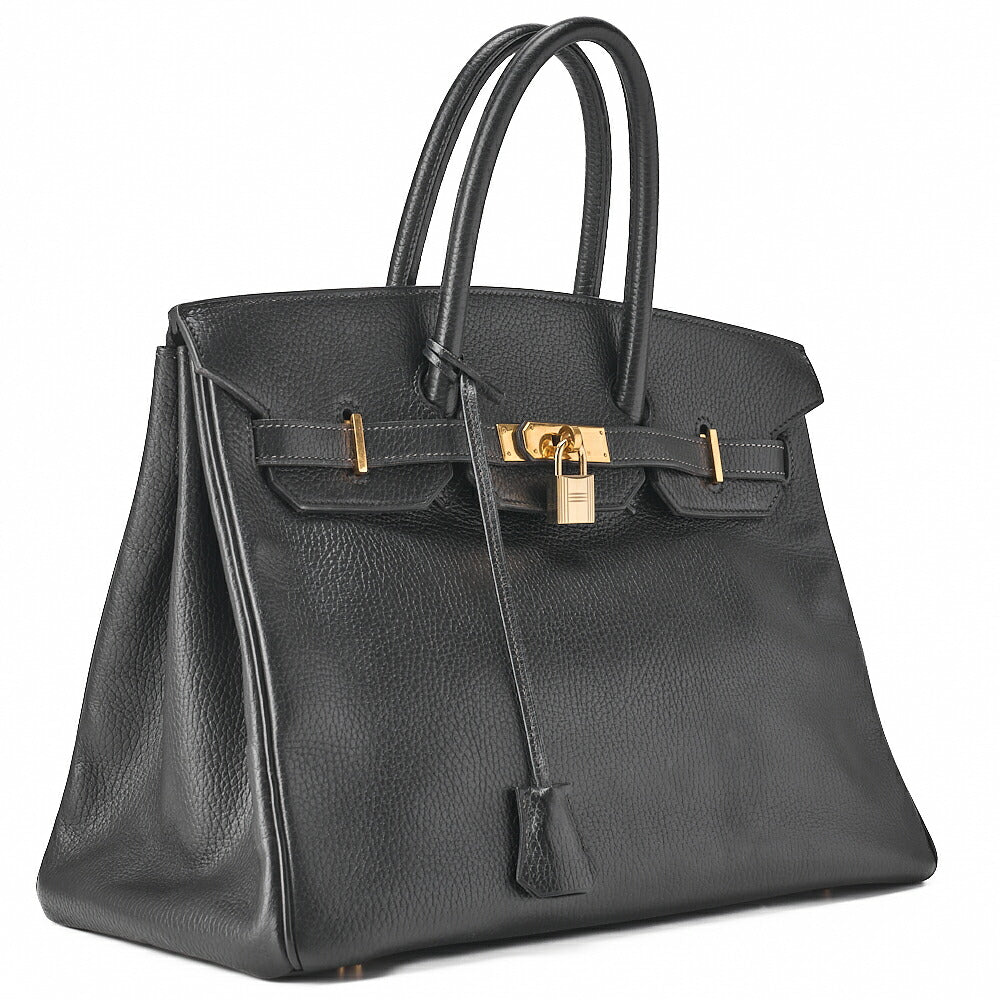 HERMES Birkin 35 Handbag Ardennes Black Gold-Tone Hardware, Pre-Owned