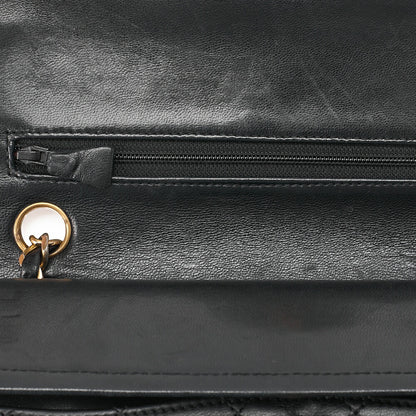 CHANEL チェーンショルダーバッグ マトラッセ23cm ダブルフラップ ラムスキン ブラック ゴールド金具, 中古品
