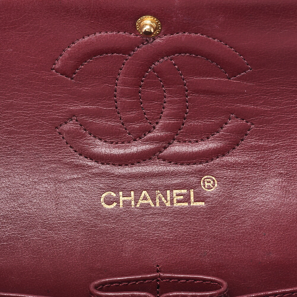 CHANEL チェーンショルダーバッグ マトラッセ23cm ダブルフラップ ラムスキン ブラック ゴールド金具, 中古品