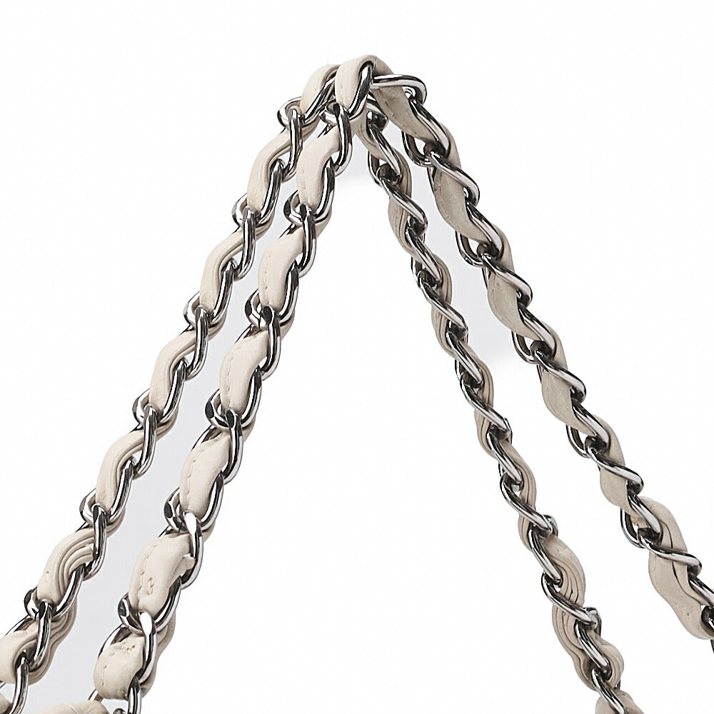 CHANEL Calfskin Coco Cabus GM Circle Coco Charm Chain Shoulder White Silver-Tone Hardware, Pre-Owned