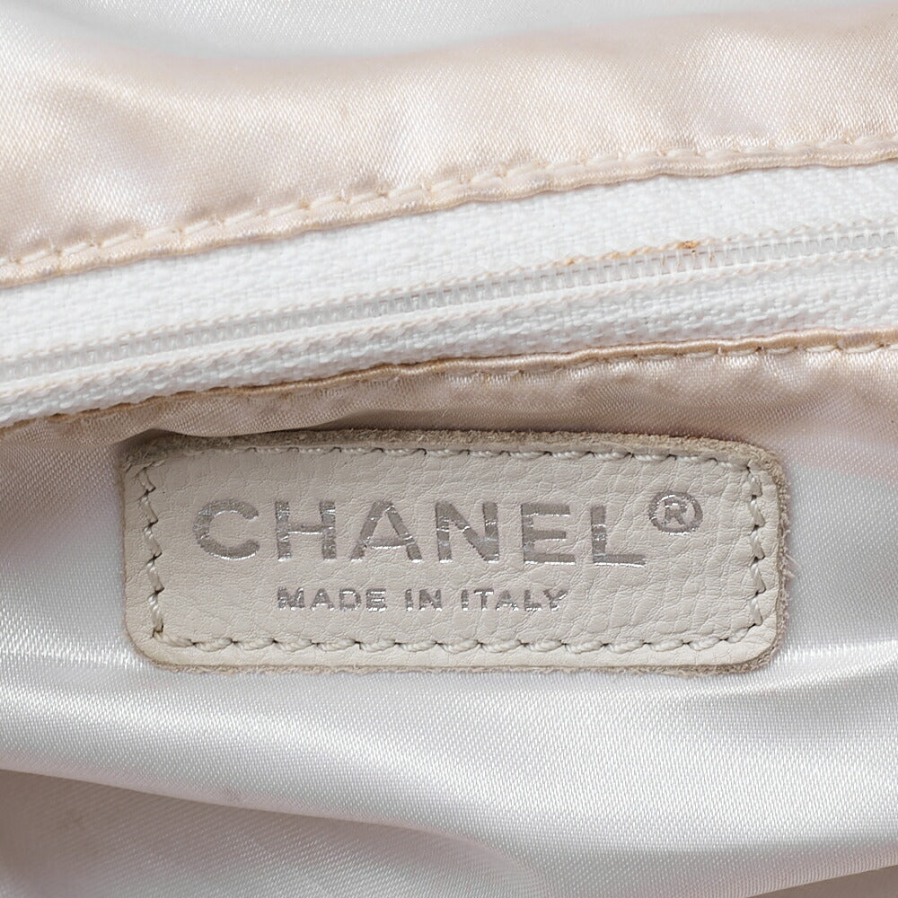 CHANEL Calfskin Coco Cabus GM Circle Coco Charm Chain Shoulder White Silver-Tone Hardware, Pre-Owned