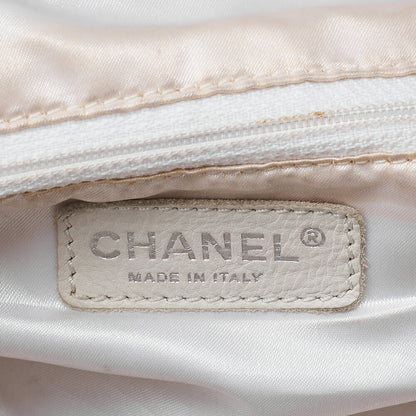 CHANEL Calfskin Coco Cabus GM Circle Coco Charm Chain Shoulder White Silver-Tone Hardware, Pre-Owned