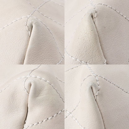 CHANEL Calfskin Coco Cabus GM Circle Coco Charm Chain Shoulder White Silver-Tone Hardware, Pre-Owned