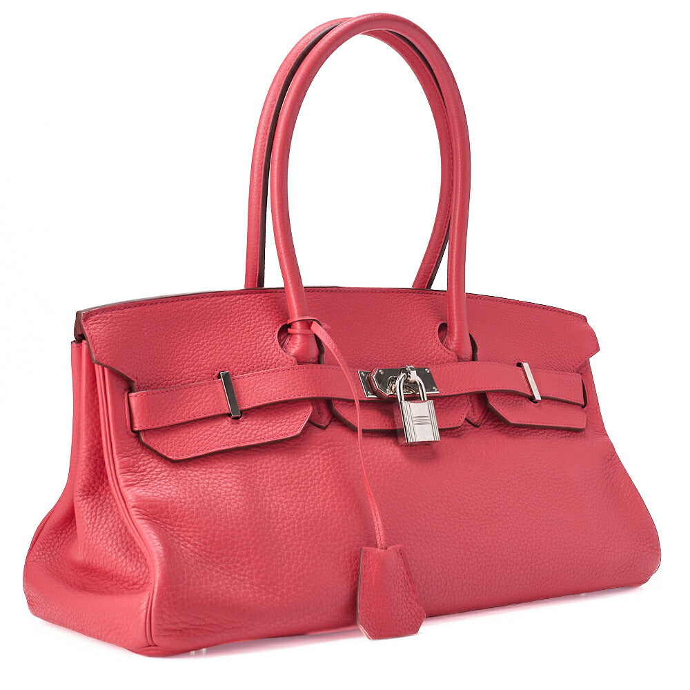 HERMES Shoulder Birkin 42 Handbag Troyon Clemence Bougainvillea Silver-Tone Hardware, Pre-Owned