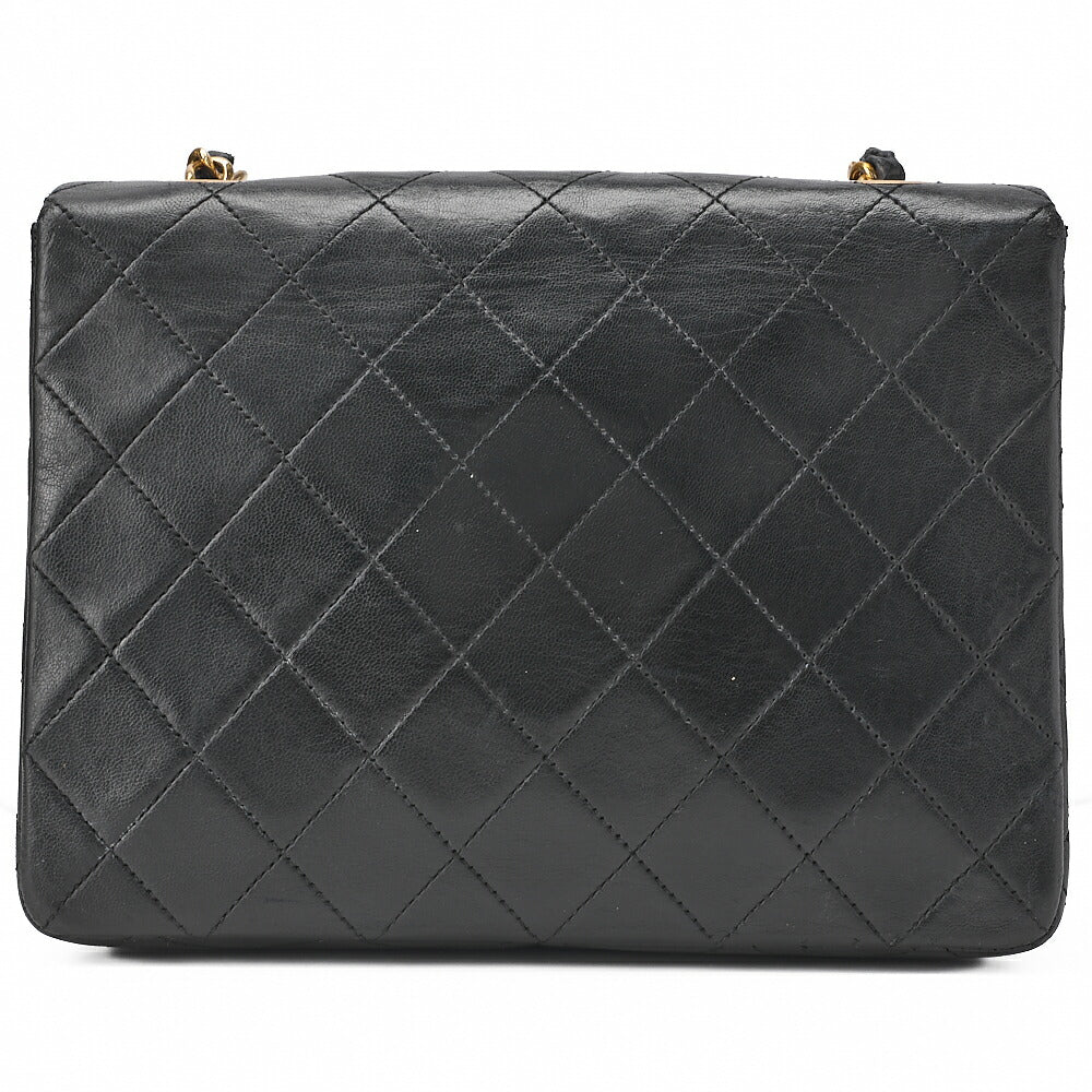 CHANEL Chain Shoulder Bag Mini Matelasse 20cm Lambskin Black Gold-Tone Hardware, Pre-Owned