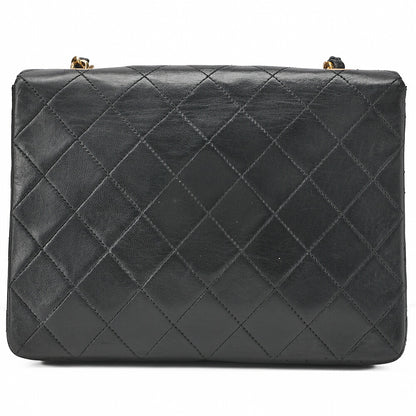 CHANEL Chain Shoulder Bag Mini Matelasse 20cm Lambskin Black Gold-Tone Hardware, Pre-Owned