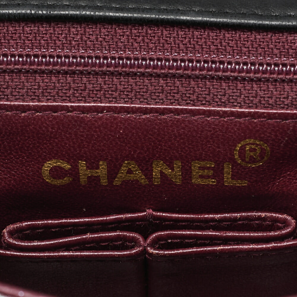 CHANEL Chain Shoulder Bag Mini Matelasse 20cm Lambskin Black Gold-Tone Hardware, Pre-Owned