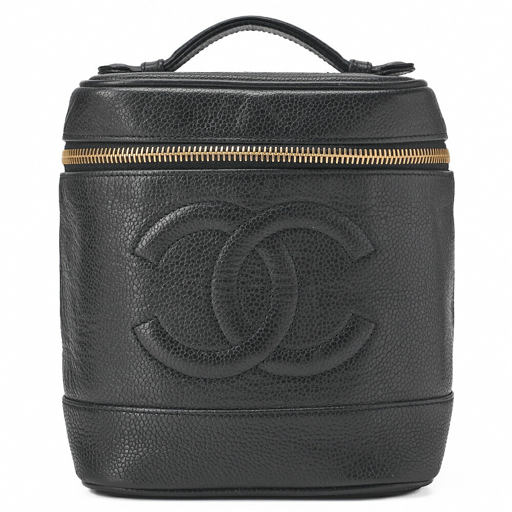 CHANEL Cocomark Vanity Handbag Caviar Skin Black Gold-Tone Hardware, Pre-Owned
