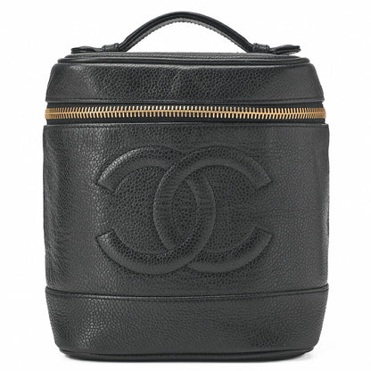 CHANEL Cocomark Vanity Handbag Caviar Skin Black Gold-Tone Hardware, Pre-Owned