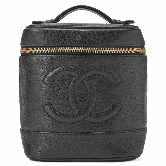 CHANEL Cocomark Vanity Handbag Caviar Skin Black Gold-Tone Hardware, Pre-Owned