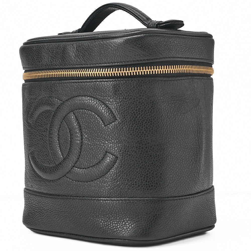 CHANEL Cocomark Vanity Handbag Caviar Skin Black Gold-Tone Hardware, Pre-Owned