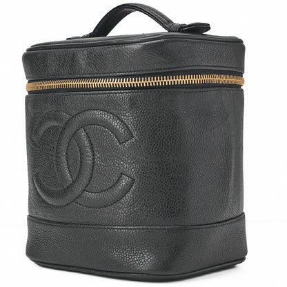 CHANEL Cocomark Vanity Handbag Caviar Skin Black Gold-Tone Hardware, Pre-Owned