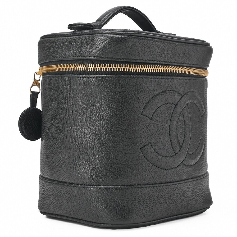 CHANEL Cocomark Vanity Handbag Caviar Skin Black Gold-Tone Hardware, Pre-Owned