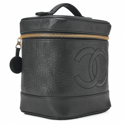 CHANEL Cocomark Vanity Handbag Caviar Skin Black Gold-Tone Hardware, Pre-Owned